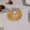 Wholesale Women's Geometric Titanium Steel And Stainless Steel Zirconinlaid Earrings With Vacuum Real Gold Plating