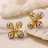 Wholesale Women's Geometric Titanium Steel Electroplated Classic Pearl Earrings