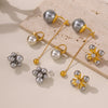 Wholesale Women's Geometric Titanium Steel Electroplated Classic Pearl Earrings