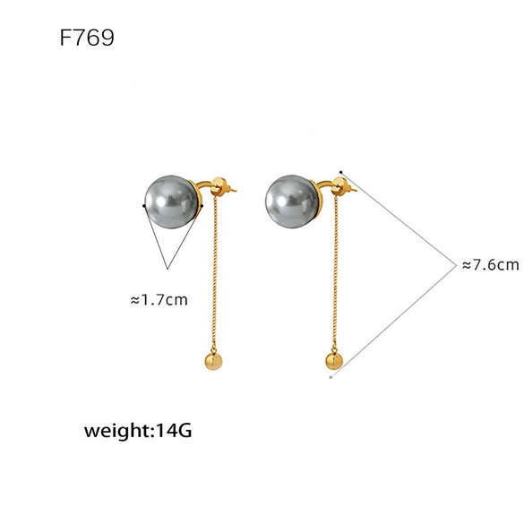 Wholesale Women's Geometric Titanium Steel Electroplated Classic Pearl Earrings