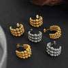 Wholesale Women's Geometric Titanium Steel Electroplated Cshaped Beaded Earrings Retro Style