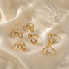 Wholesale Women's Geometric Titanium Steel Electroplated Double Water Drop Zircon Hollow Inlay Open Ring Jewelry