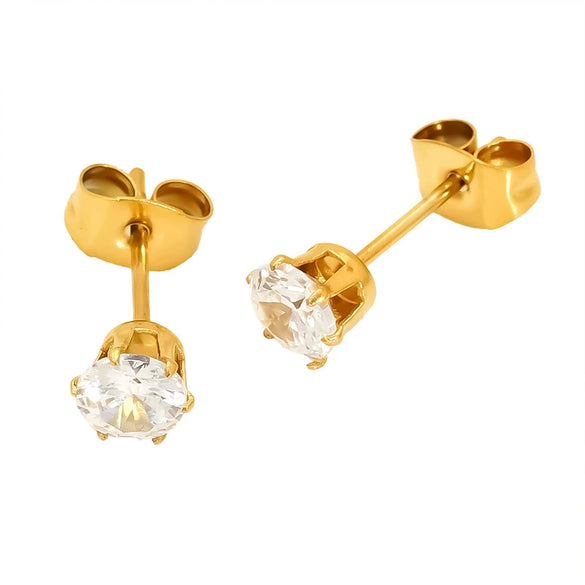 Wholesale Women's Geometric Titanium Steel Electroplated Earrings With Zircon And Pearl Beads