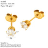 Wholesale Women's Geometric Titanium Steel Electroplated Earrings With Zircon And Pearl Beads