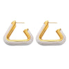 Wholesale Women's Geometric 316L Stainless Steel Electroplated Fashion Pearl Powder Oil Drop Hollow Earrings