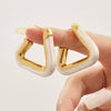 Wholesale Women's Geometric 316L Stainless Steel Electroplated Fashion Pearl Powder Oil Drop Hollow Earrings