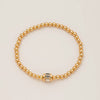 Wholesale Women's Geometric Titanium Steel Electroplated Gold Beads Birthstone Zircon Beaded Bracelet
