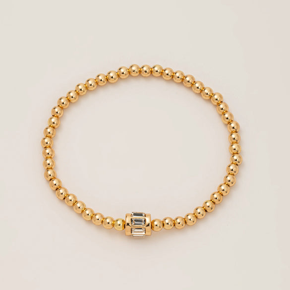 Wholesale Women's Geometric Titanium Steel Electroplated Gold Beads Birthstone Zircon Beaded Bracelet
