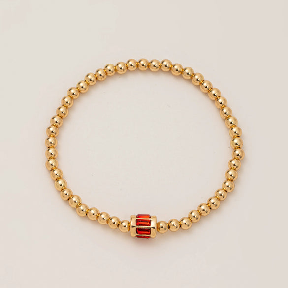Wholesale Women's Geometric Titanium Steel Electroplated Gold Beads Birthstone Zircon Beaded Bracelet