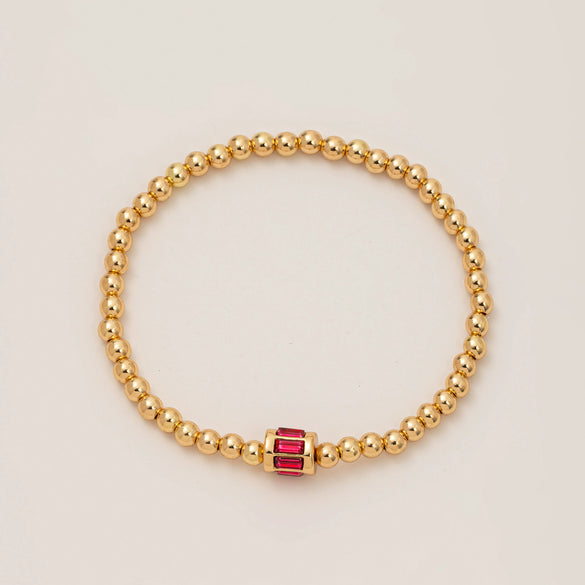 Wholesale Women's Geometric Titanium Steel Electroplated Gold Beads Birthstone Zircon Beaded Bracelet