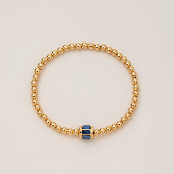 Wholesale Women's Geometric Titanium Steel Electroplated Gold Beads Birthstone Zircon Beaded Bracelet