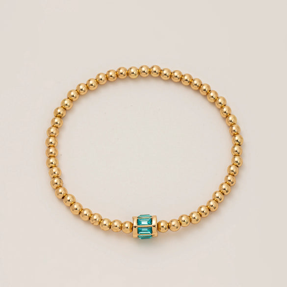 Wholesale Women's Geometric Titanium Steel Electroplated Gold Beads Birthstone Zircon Beaded Bracelet