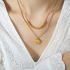 Wholesale Women's Geometric Titanium Steel Electroplated Heart Plaid Ball Necklace With Ochain
