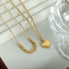 Wholesale Women's Geometric Titanium Steel Electroplated Heart Plaid Ball Necklace With Ochain