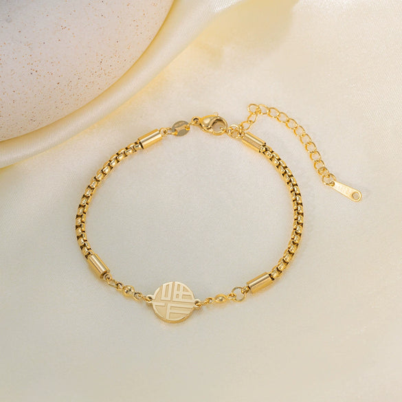 Wholesale Women's Geometric Titanium Steel Electroplated Hollow Bracelet Highend Jewelry