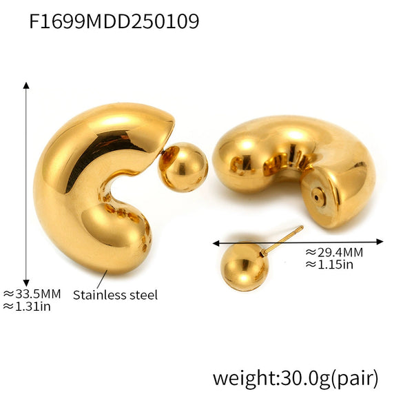 Wholesale Women's Geometric Titanium Steel Electroplated Hollow Cshaped Ferris Wheel Earrings