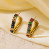 Wholesale Women's Geometric Titanium Steel Electroplated Inlaid With Colorful Zircon Earrings Jewelry