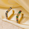 Wholesale Women's Geometric Titanium Steel Electroplated Inlaid With Colorful Zircon Earrings Jewelry