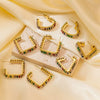 Wholesale Women's Geometric Titanium Steel Electroplated Inlaid With Colorful Zircon Earrings Jewelry