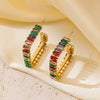 Wholesale Women's Geometric Titanium Steel Electroplated Inlaid With Colorful Zircon Earrings Jewelry