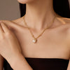 Wholesale Women's Geometric Titanium Steel Electroplated Pearl Double Chain Clavicle Necklace