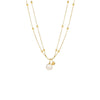 Wholesale Women's Geometric Titanium Steel Electroplated Pearl Double Chain Clavicle Necklace