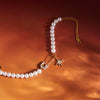Wholesale Women's Geometric Titanium Steel Electroplated Rhinestone Star Imitation Pearl Bracelet