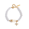 Wholesale Women's Geometric Titanium Steel Electroplated Rhinestone Star Imitation Pearl Bracelet