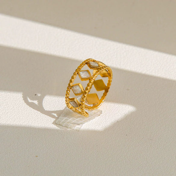Wholesale Women's Geometric Titanium Steel Electroplated Ring
