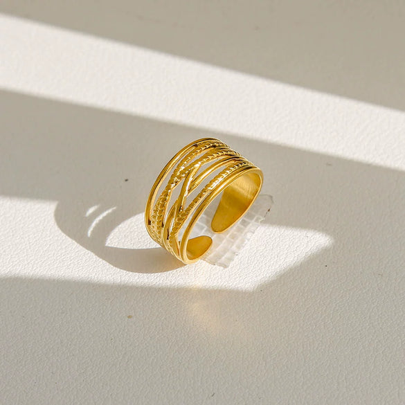 Wholesale Women's Geometric Titanium Steel Electroplated Ring