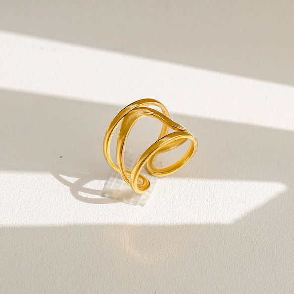 Wholesale Women's Geometric Titanium Steel Electroplated Ring
