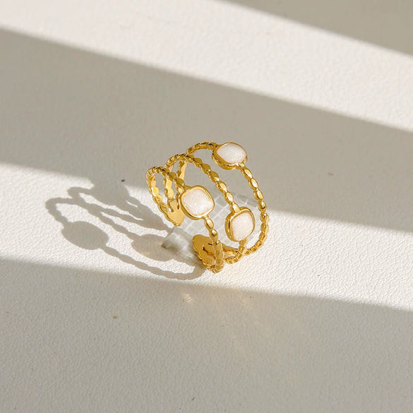 Wholesale Women's Geometric Titanium Steel Electroplated Ring