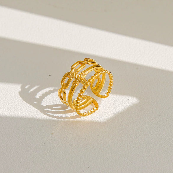 Wholesale Women's Geometric Titanium Steel Electroplated Ring