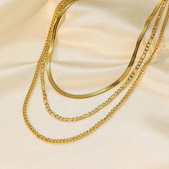 Wholesale Women's Geometric Titanium Steel Electroplated Snake Bone Chain Necklace In Ins Cold Style