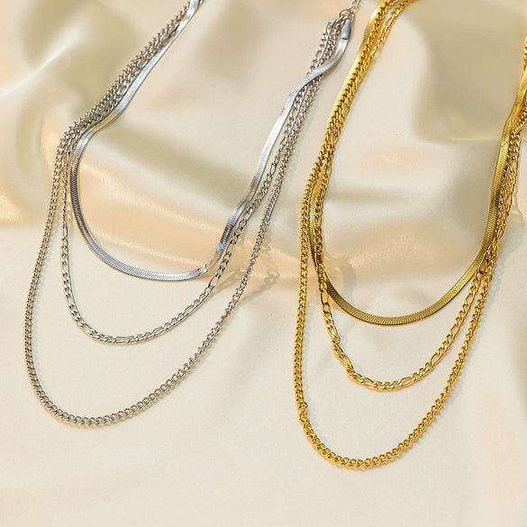 Wholesale Women's Geometric Titanium Steel Electroplated Snake Bone Chain Necklace In Ins Cold Style