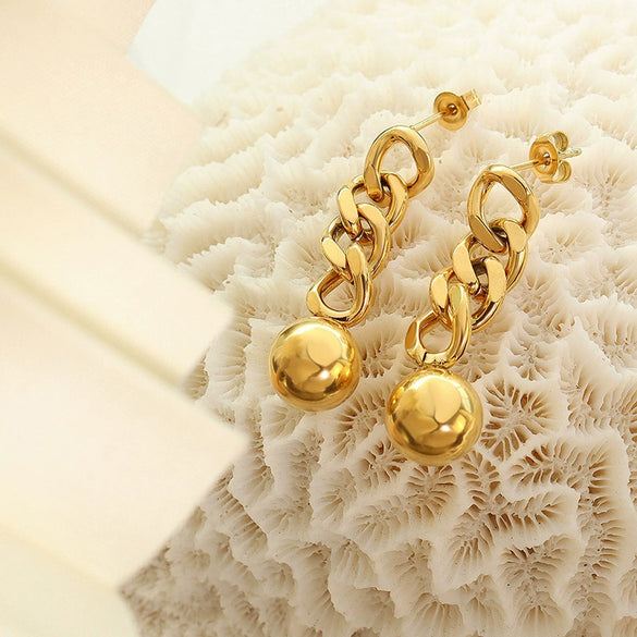 Wholesale Women's Geometric Titanium Steel Electroplated Steel Ball Earrings