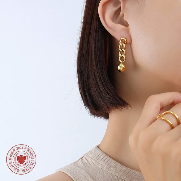 Wholesale Women's Geometric Titanium Steel Electroplated Steel Ball Earrings