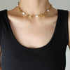 Wholesale Women's Geometric Titanium Steel Gold Plated Freshwater Pearl Kink Chain Necklace Bracelet Earrings Jewelry Set