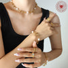 Wholesale Women's Geometric Titanium Steel Gold Plated Freshwater Pearl Kink Chain Necklace Bracelet Earrings Jewelry Set