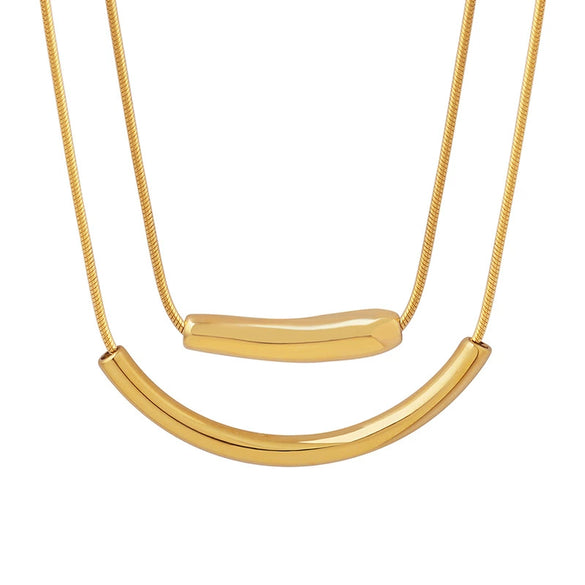 Wholesale Women's Geometric Titanium Steel Gold Plated Snake Bone Chain Necklace