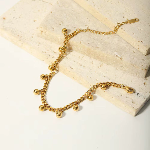 Wholesale Women's Geometric Titanium Steel Goldplated Electroplated Small Bead Bracelet Light Luxury Style Jewelry