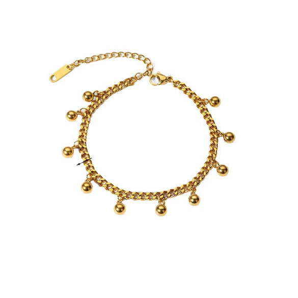Wholesale Women's Geometric Titanium Steel Goldplated Electroplated Small Bead Bracelet Light Luxury Style Jewelry