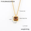 Wholesale Women's Geometric Titanium Steel Inlaid Tiger's Eye Stone Pendant Necklace With 18K Gold Plated Electroplating And Twist Chain