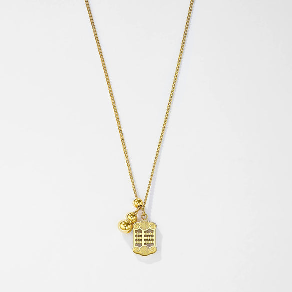 Wholesale Women's Geometric Titanium Steel 24K Gold Plated Calendering Chain Necklace