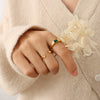Wholesale Women's Geometric 316L Stainless Steel 18K Gold Plated Diamond Zircon Inlaid Ring