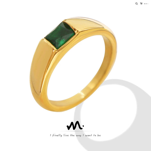 Wholesale Women's Geometric 316L Stainless Steel 18K Gold Plated Diamond Zircon Inlaid Ring