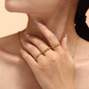 Wholesale Women's Geometric 316L Stainless Steel 18K Gold Plated Double Cast Opening Zircon Ring