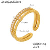 Wholesale Women's Geometric 316L Stainless Steel 18K Gold Plated Double Cast Opening Zircon Ring