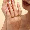 Wholesale Women's Geometric 316L Stainless Steel 18K Gold Plated Double Cast Opening Zircon Ring