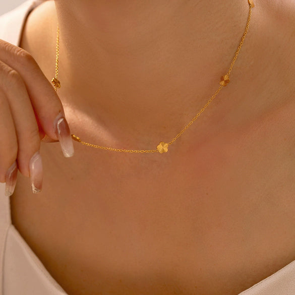 Wholesale Women's Geometric Titanium Steel 18K Real Gold Plated Clavicle Chain Jewelry